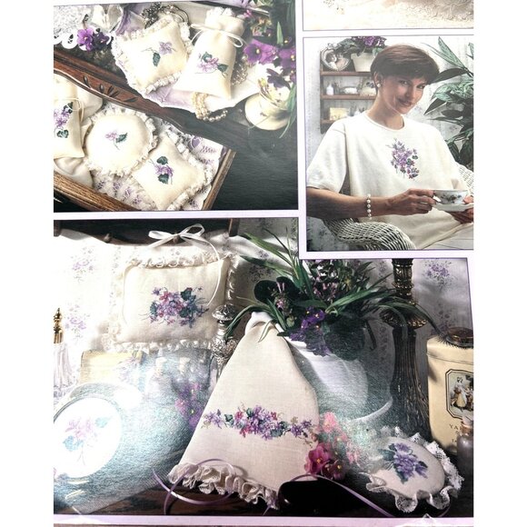 Paula Vaughans Sweet Violets Cross-Stitch Pattern Book 42 By Leisure Arts - Picture 3 of 3